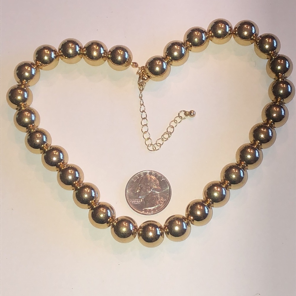 Elegant Gold Tone Chunky Retro Boho Beaded Necklace - Picture 3 of 5